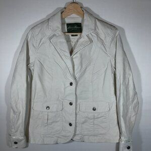 Eddie Bauer Women's Small Off-White Long Sleeve Button Up Corduroy Jacket